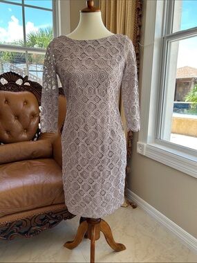 Vince Camuto Lace Midi Dress in Dusty Lilac